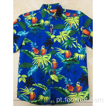 Camisa havaí com impressão de poliéster personalizada